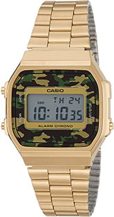 Casio, Men’s Watch Vintage Collection Digital, Mix Dial Gold Stainless Band, A168WEGC-3DF