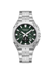 Quantum Men's Chronograph Watch Dark Green Dial Metal Band, ADG1253.370