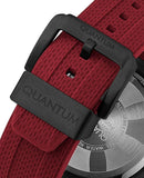 Quantum Men's Chronograph Watch Analog Black Dial with Red Silicone Band, PWG953.868