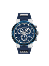 Quantum Men's Chronograph Watch Analog Blue Dial with Blue Silicone Band, HNG1051.399