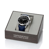 Alfajr Islamic Prayer Men's Analog-Digital Watch Black Dial With Blue Leather Strap, WW-22SL