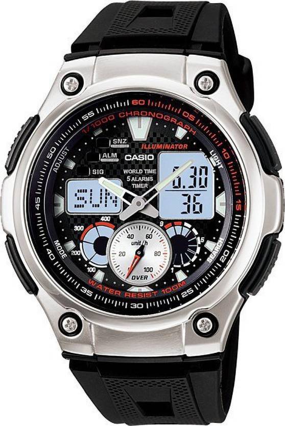 Casio, Men's Watch Analog-Digital,Black Dial Black Resin Band, AQ-190W-1AVDF