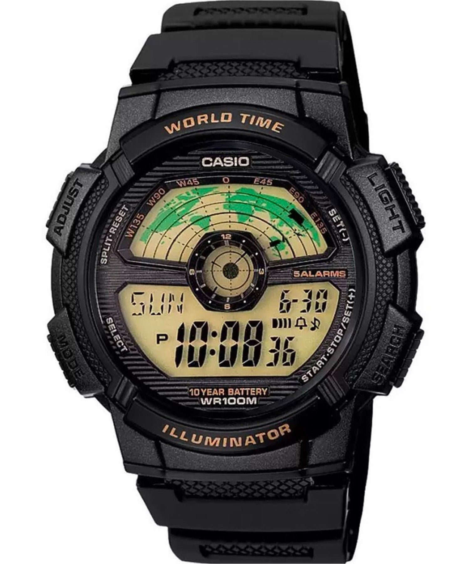 Casio, Men’s Watch Sport Collection Digital, Black Dial Black Resin Band, AE-1100W-1BVDF