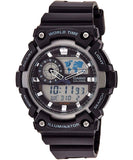 Casio, Men’s Watch Analog-Digital,Grey & Black Dial Black Resin Band, AEQ-200W-1AVDF