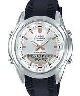 Casio, Men’s Watch Analog-Digital, Silver Dial Black Resin Band, AMW-840-7AVDF