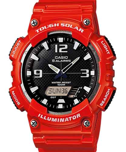 Casio, Men’s Watch Analog-Digital, Black Dial Red Resin Band,  AQ-S810WC-4AVDF
