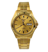 Seiko Men's Mechanical Watch Analog, Gold Dial with Gold Stainless Band, SNKK98K