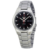 Seiko 21 Jewels Men's Automatic Watch Analog Black Dial with Silver Stainless Steel Band, SNK617K