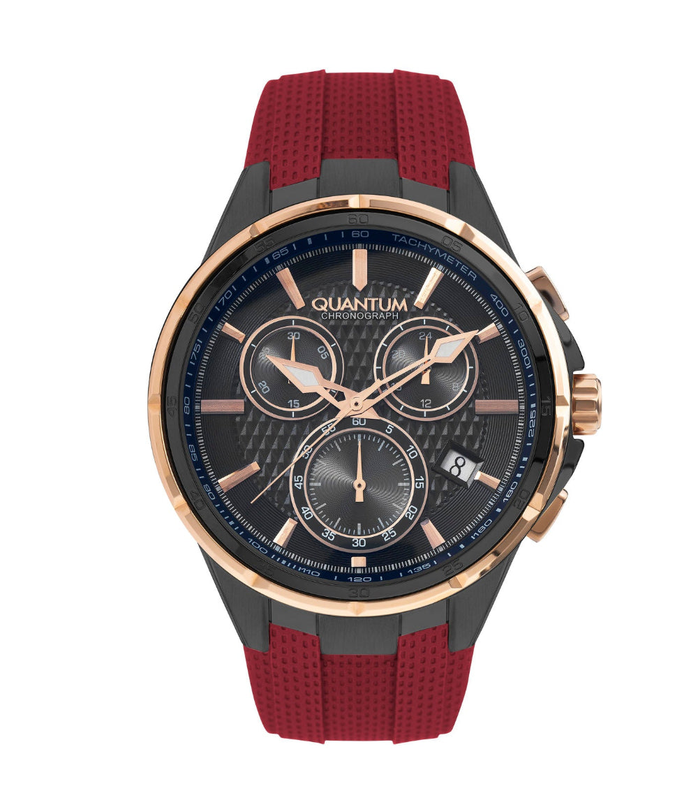 Quantum, Men's, Analog Watch, Black Dial, with Silicone Band, QU-PWG953.868