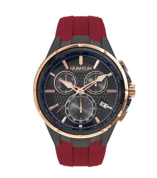 Quantum, Men's, Analog Watch, Black Dial, with Silicone Band, QU-PWG953.868