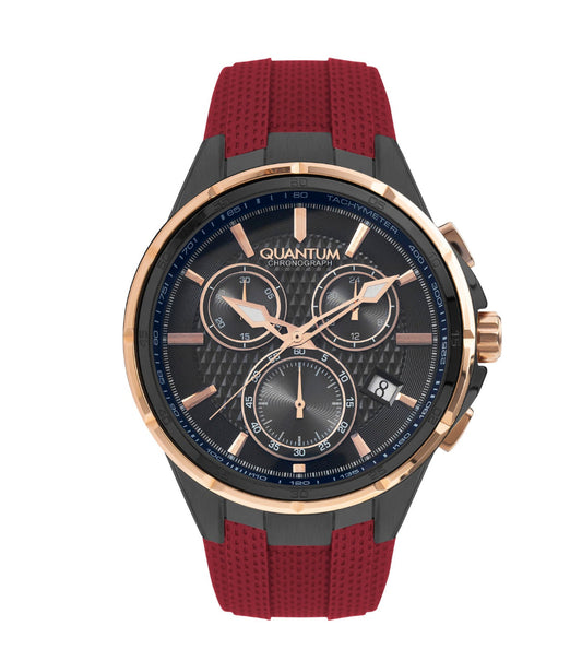 Quantum, Men's, Analog Watch, Black Dial, with Silicone Band, QU-PWG953.868