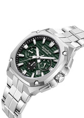 Quantum Men's Chronograph Watch Dark Green Dial Metal Band, ADG1253.370