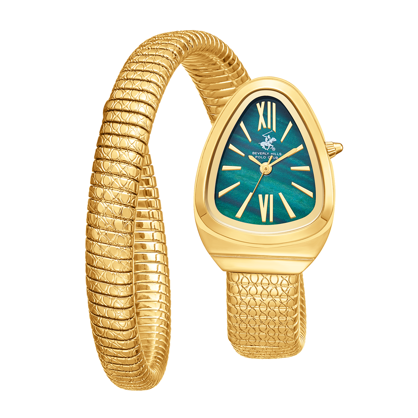Beverly Hills Polo Club Women's Watch Analog Green Dial with Gold Stainless Steel Band, BP3747C.170