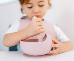 Milk It Baby Dusty Pink Bib & Bowl Set, 100% Food Grade Silicone Set, MI-BBDP003
