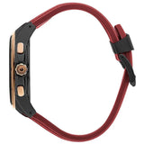 Quantum Men's Chronograph Watch Analog Black Dial with Red Silicone Band, PWG953.868