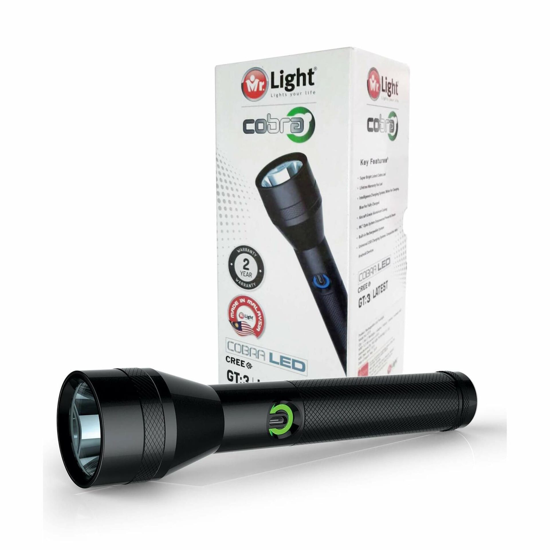Mr.Light Cobra Led Flashlight rechargeable LED lighting for home and outdoor use