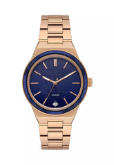 Beverly Hills Polo Club Women's Watch, Analog, Blue Dial, Rose Gold Stainless Steel Strap, BP3584X.490