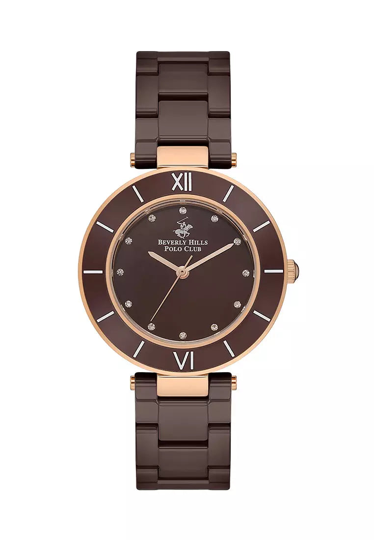 Beverly Hills Polo Club Women's Watch, Analog, Brown Dial, Brown Stainless Steel Strap, BP3586X.440