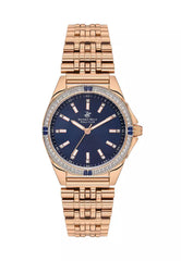 Beverly Hills Polo Club Women's Watch, Analog, Blue Dial, Rose Gold Stainless Steel Strap, BP3587C.490