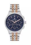 Beverly Hills Polo Club Men's Watch, Analog, Blue Dial, Silver & Rose Gold Stainless Steel Strap, BP3556X.590