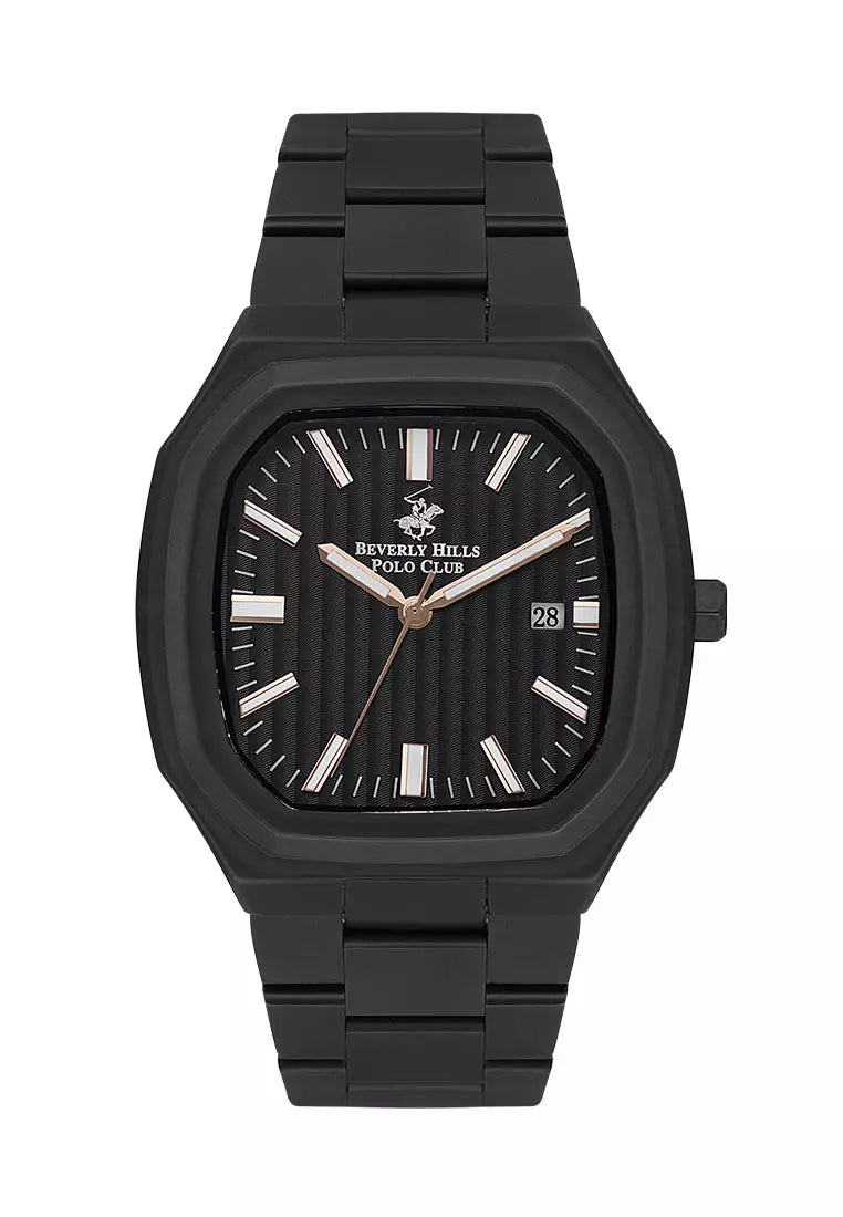 Beverly Hills Polo Club Men's Watch, Analog, Black Dial, Black Stainless Steel Strap, BP3547X.650