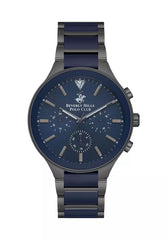 Beverly Hills Polo Club Men's Watch, Analog, Blue Dial, Rose Black Stainless Steel Strap, BP3594X.070