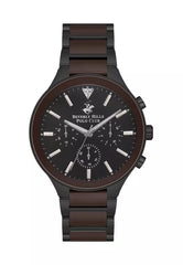 Beverly Hills Polo Club Men's Watch, Analog, Black Dial, Black & Brown Stainless Steel Strap, BP3594X.650