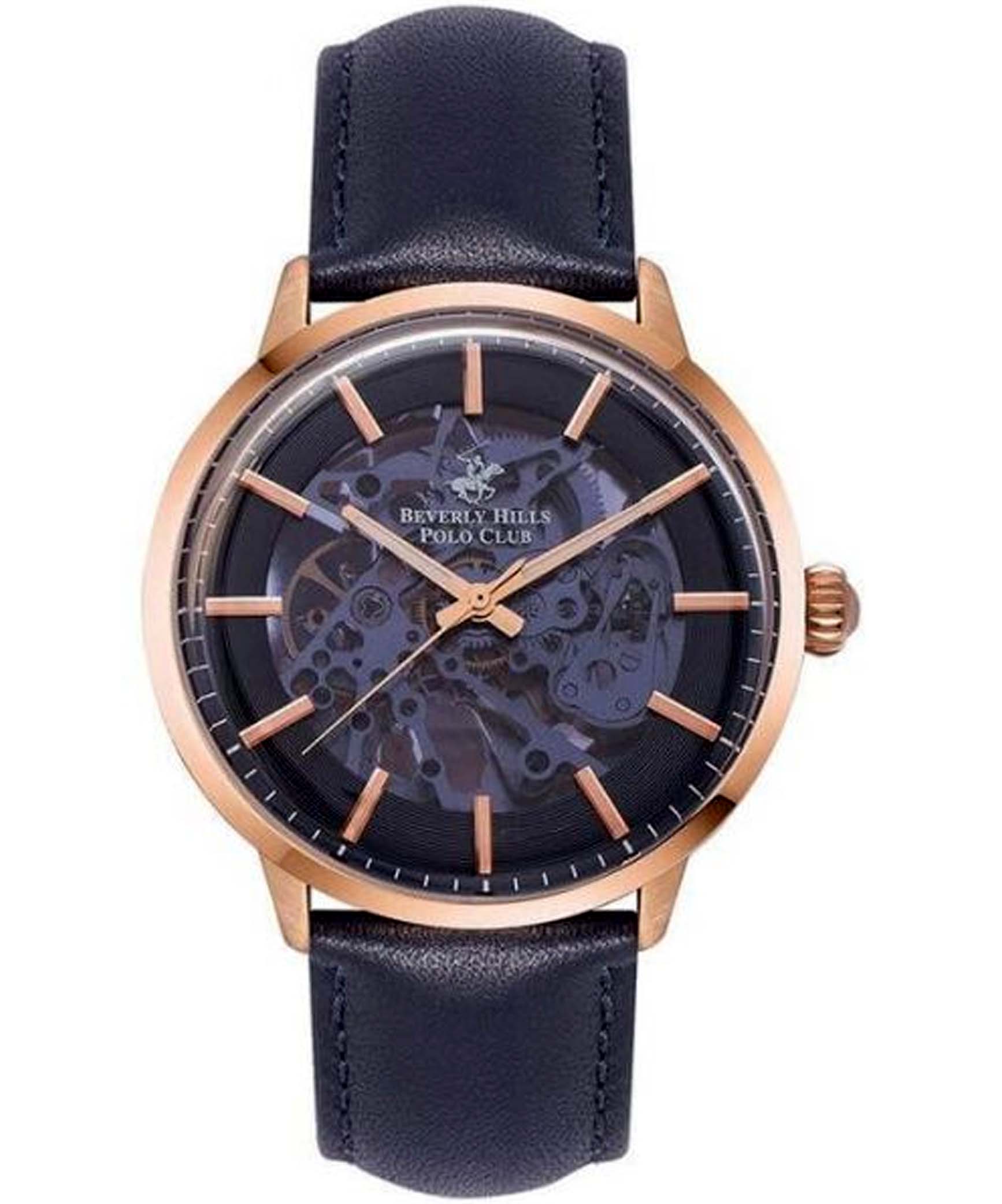 Beverly Hills Polo Club Men's Watch, Analog, Blue Dial, Blue Leather Strap, BP3054X.499