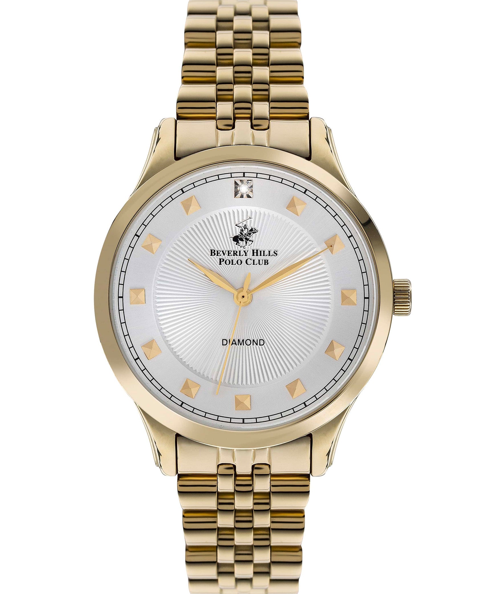Beverly Hills Polo Club Women's Watch, Analog, White Dial, Gold Stainless Steel Strap, BP3196C.130