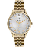 Beverly Hills Polo Club Women's Watch, Analog, White Dial, Gold Stainless Steel Strap, BP3196C.130
