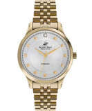 Beverly Hills Polo Club Women's Watch, Analog, White Dial, Gold Stainless Steel Strap, BP3196C.130