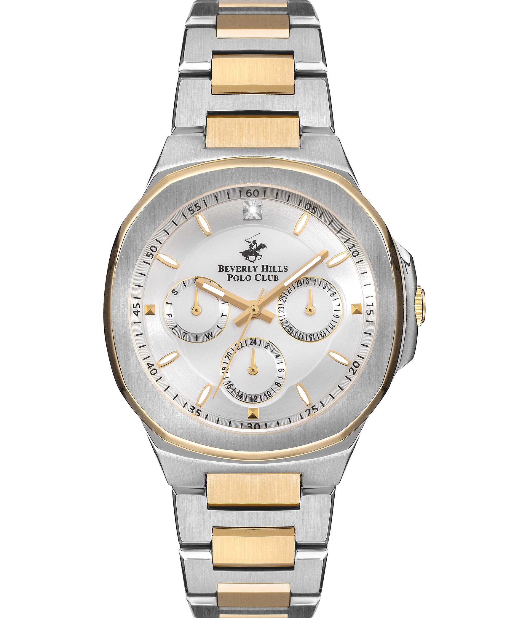 Beverly Hills Polo Club Women's Watch, Analog, Silver Dial, Silver & Gold Stainless Steel Strap, BP3275X.230
