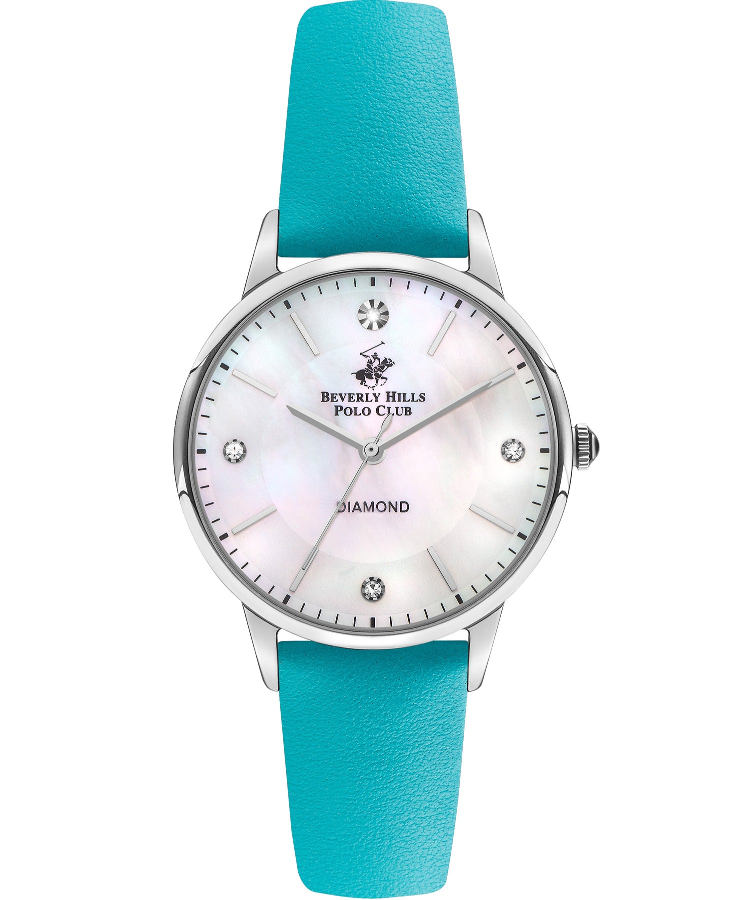 Beverly Hills Polo Club Women's Watch, Analog, White MOP Dial, Teal Leather Strap, BP3392C.320