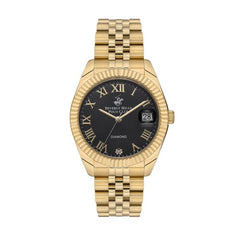 Beverly Hills Polo Club Women's Watch, Analog, Black Dial, Gold Stainless Steel Strap, BP3582C.150