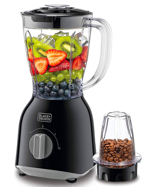 Black+Decker400W 1.5 Blender with 1 Grinder Mills, & Extra Jar, Black, BX365J-B5 Blender BL-BX365J-B5
