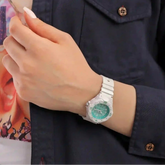 Casio Women's Watch Analog, Green Dial White Resin Strap, LRW-200H-3CVDF