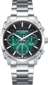 Lee Cooper Men's Multifunction Watch with Green To Black Dial and Stainless Steel Band, LC08348.370