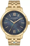 Lee Cooper Women's Analog Watch with Purple Mother Of Pearl Dial and Gold Stainless Steel Band, LC08371.180