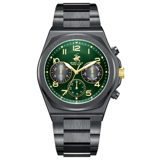 Beverly Hills Polo Club, Men's, Analog Watch, Black Dial, with Stainless Steel Band, BH-BP3777X.670
