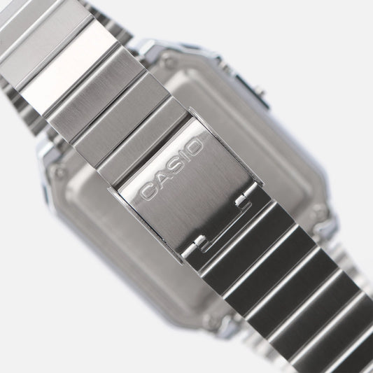 Casio Vinatge Unisex Watch Digital White Dial With Silver Stainless Steel Band, CA-500WE-7BDF