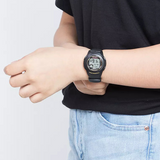 Casio Kid's Watch Digital, Black Dial Black Resin Strap, F-200W-9ADF