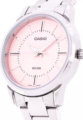 Casio Women's Watch Analog, Pink Dial Silver Stainless Steel Strap, LTP-1303D-4AVDF
