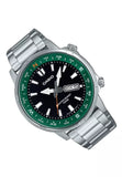 Casio Men's Watch Analog Green Dial With Silver Stainless Steel Band, MTD-130D-1A3VDF