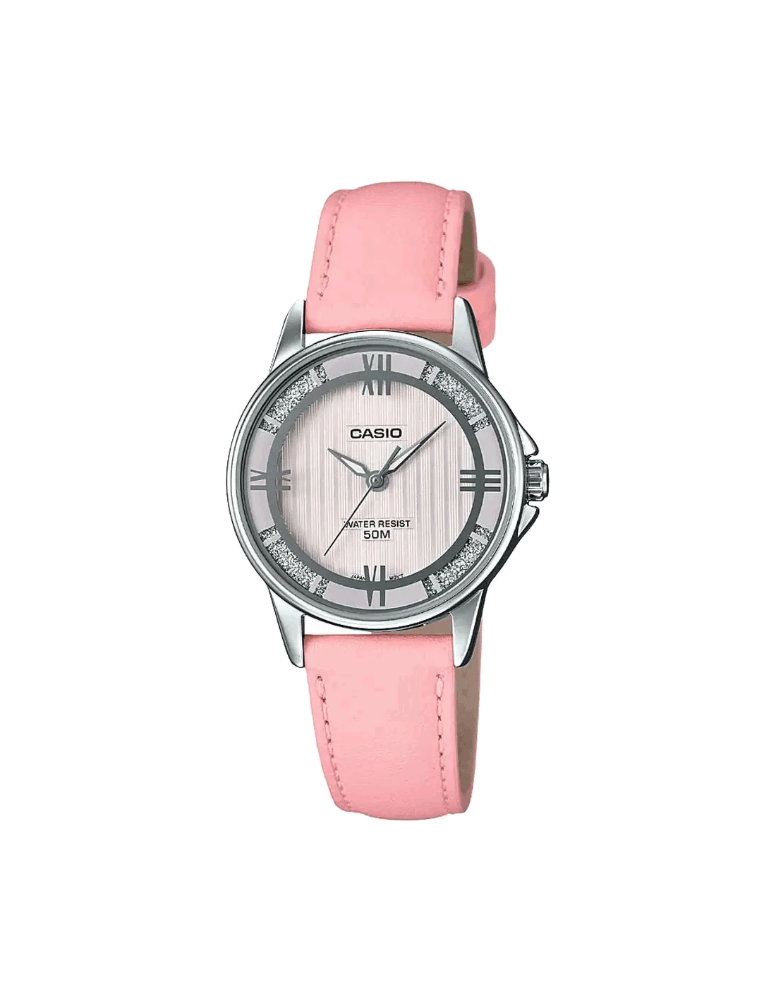 Casio, Women's Watch Fashion Collection Analog, Rose Gold Silver Dial Pink Leather Band, LTP-1391L-4A2VD