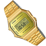 Casio, Unisex Watch Vintage Collection Digital, Gold Dial Gold Stainless Band, A168WEGM-9DF