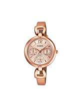 Casio,Women's Watch Analog, Rose Gold Dial Rose Gold Leather Band, LTP-E401PL-9AVD