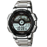 Casio Men's Watch Sport Collection Digital, Black Dial Silver Stainless Steel Strap, AE-1100WD-1AVDF
