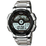 Casio Men's Watch Sport Collection Digital, Black Dial Silver Stainless Steel Strap, AE-1100WD-1AVDF
