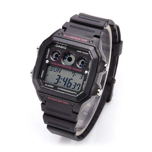 Casio Men's watch Digital, Black Dial Black Resin Strap, AE-1300WH-1A2VD