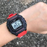Casio Men's Watch Digital, Black Dial Red Resin Strap, W-218H-4BVDF